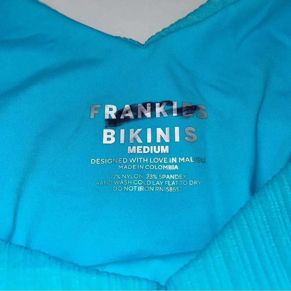 NWOT Frankie’s bikinis Enzo plisse cheeky bottoms aquamarine 12527